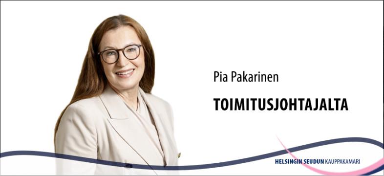 Helsingin seudun kauppakamarin toimitusjohtaja Pia Pakarinen. Matkalla vuoteen 2050.
